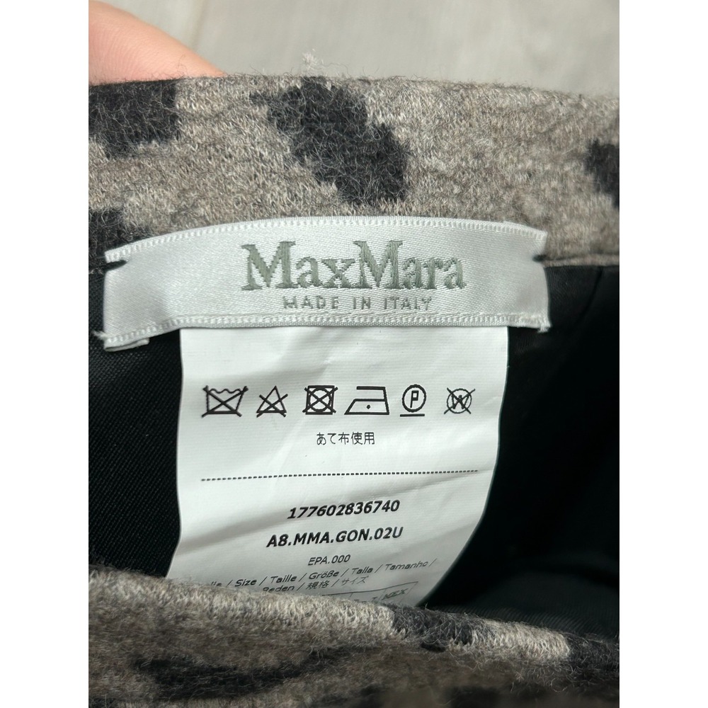 Max Mara Skirt Womens 10 Gray Black Leopard Print Wool Jersey Textured Pencil - Picture 6 of 9